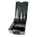 Castlebrook HSS step drill bit 3 piece set – 4-12mm, 4-20mm, 4-30mm M2 high speed steel in carry case