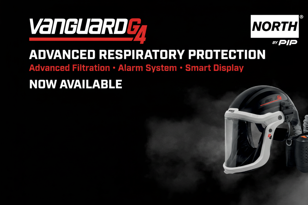PIP Vanguard G4 PAPR headtop and blower unit complete kit Banner mentioning Smart Display and Alarm system