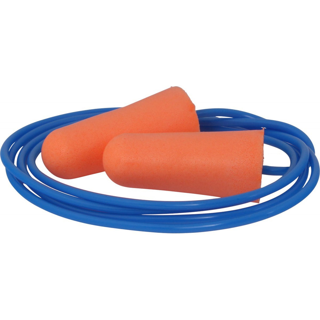 EP301C orange corded PU foam earplugs with blue cord