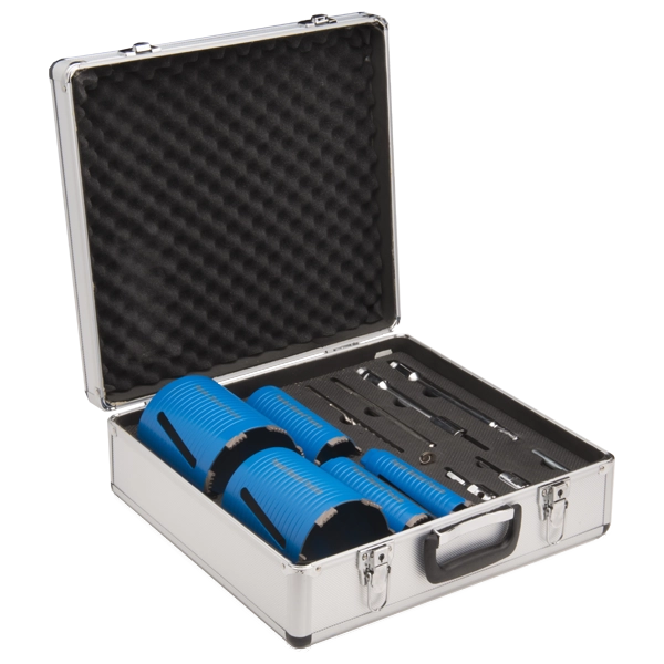 Premier Diamond EVODRILL 5 Piece Dry Diamond Core Bit Set in aluminium carry case
