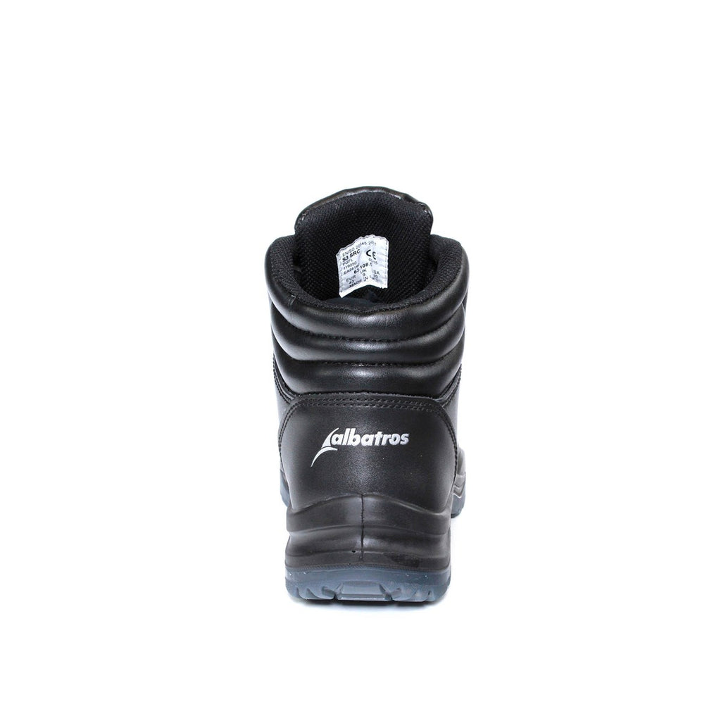 Albatros Gravity CTX Mid S3 WR SRC Safety Boot - side view showing waterproof membrane badge and yellow accent