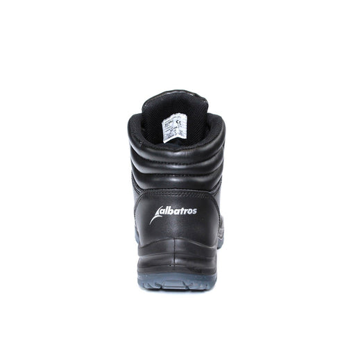 Albatros Gravity CTX Mid S3 WR SRC Safety Boot - side view showing waterproof membrane badge and yellow accent