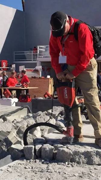 TE-S chisel fitted to a Hilti breaker, breaking up concrete
