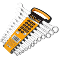 Tolsen 12 piece combination spanner set in hanger, sizes 6 to 22 mm