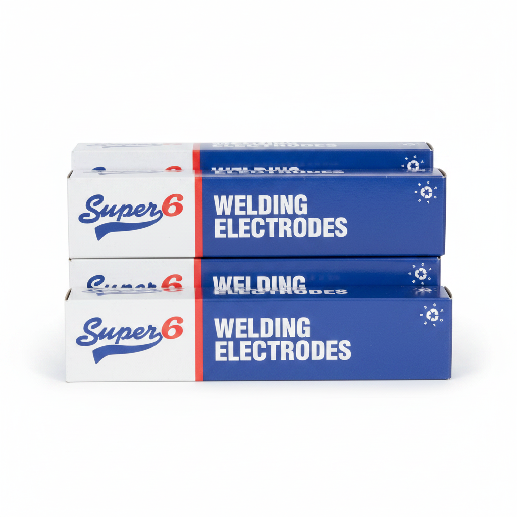 Super 6 E7018 MMA Mild Steel Welding Electrodes - box of 4 x 5kg cartons shown as 2x2 group