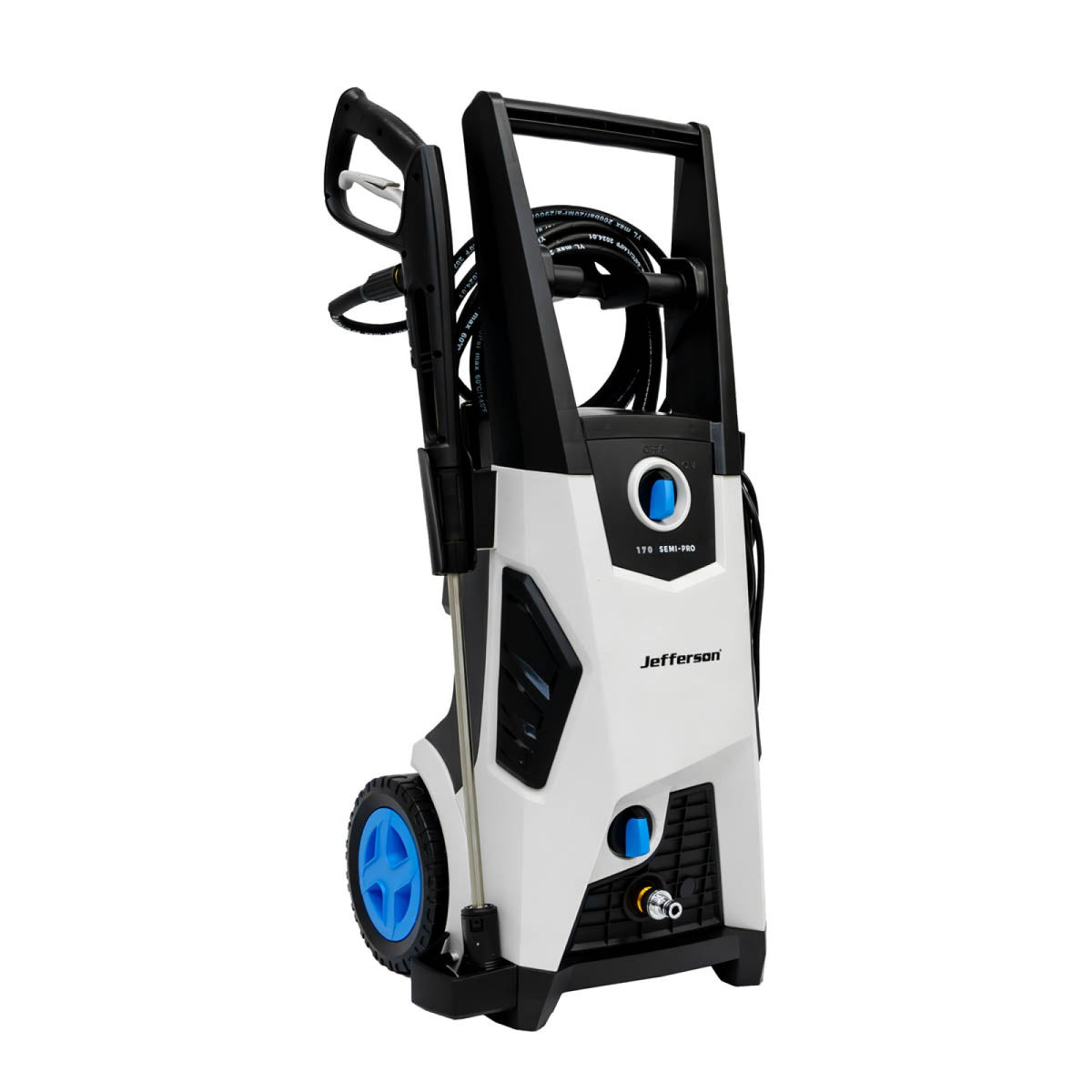 Jefferson 170 Bar Industrial Electric Pressure Washer - side view with wheels
