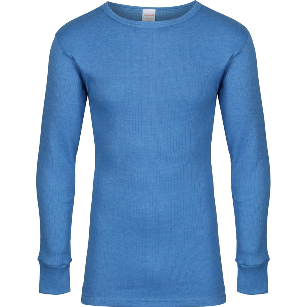 Thermal long sleeve vest in blue - snug fitting acrylic base layer