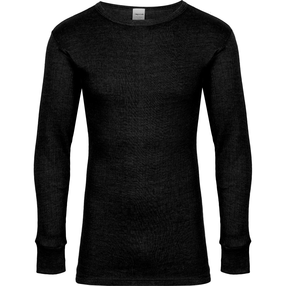 Thermal long sleeve vest in black - snug fitting acrylic base layer