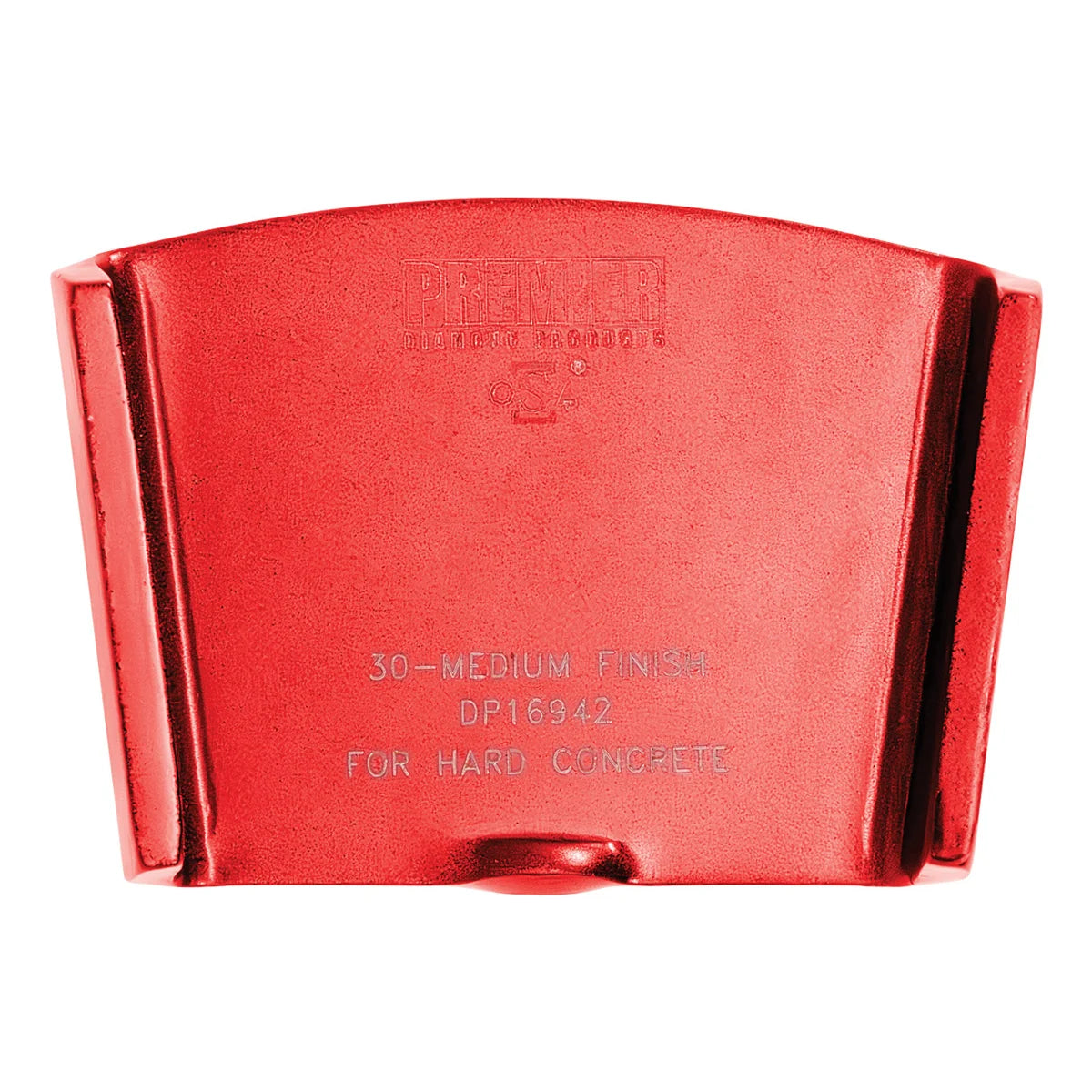 Back of red P6 HTC 30 grit grinding shoe