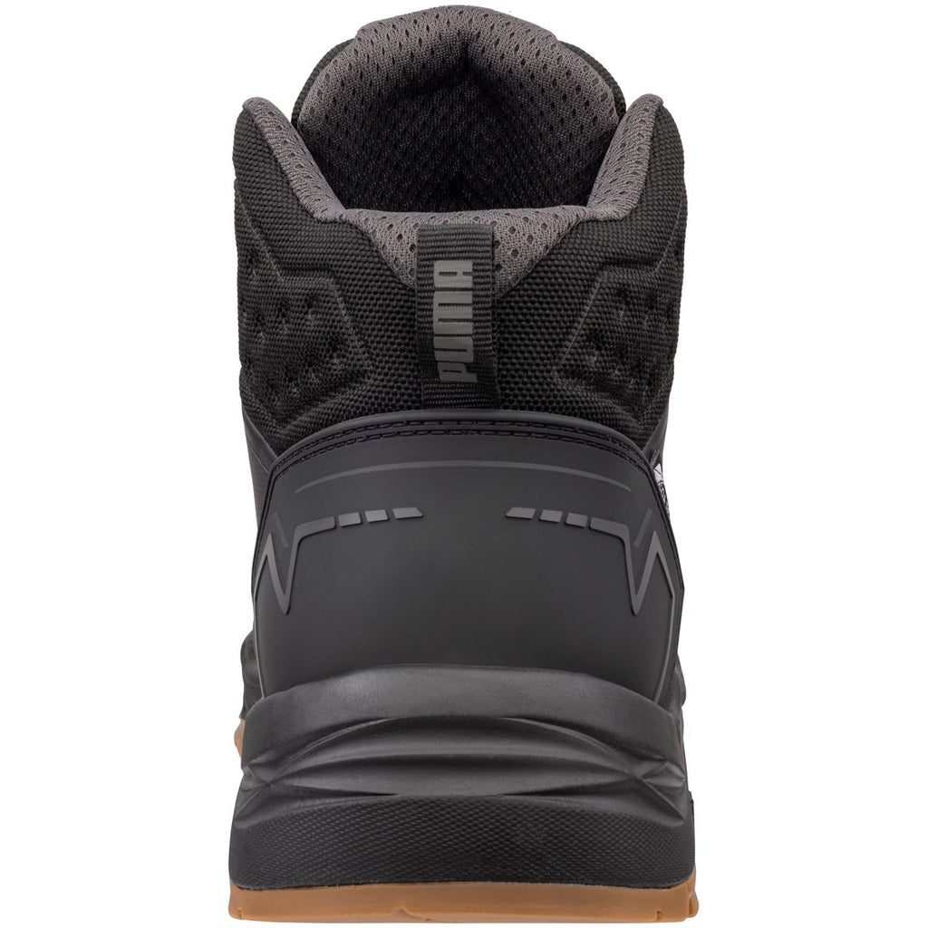 PUMA Safety Fusion CTX Mid S7S ESD FO HRO SR - rear view showing padded collar, heel pull tab and PUMA branding