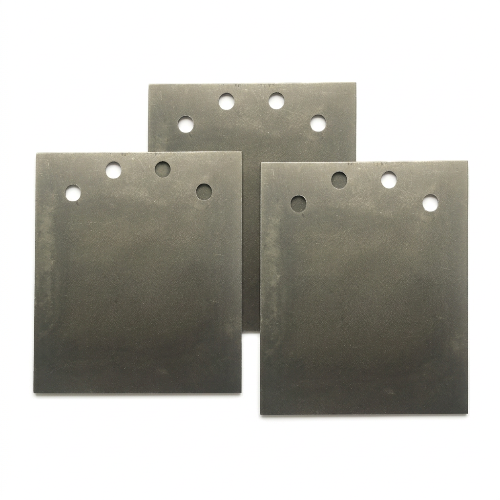 Three floor scraper spare blades on a white background