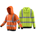 TSW14 Class 3 hi-vis zip-front hooded sweatshirt in orange and yellow