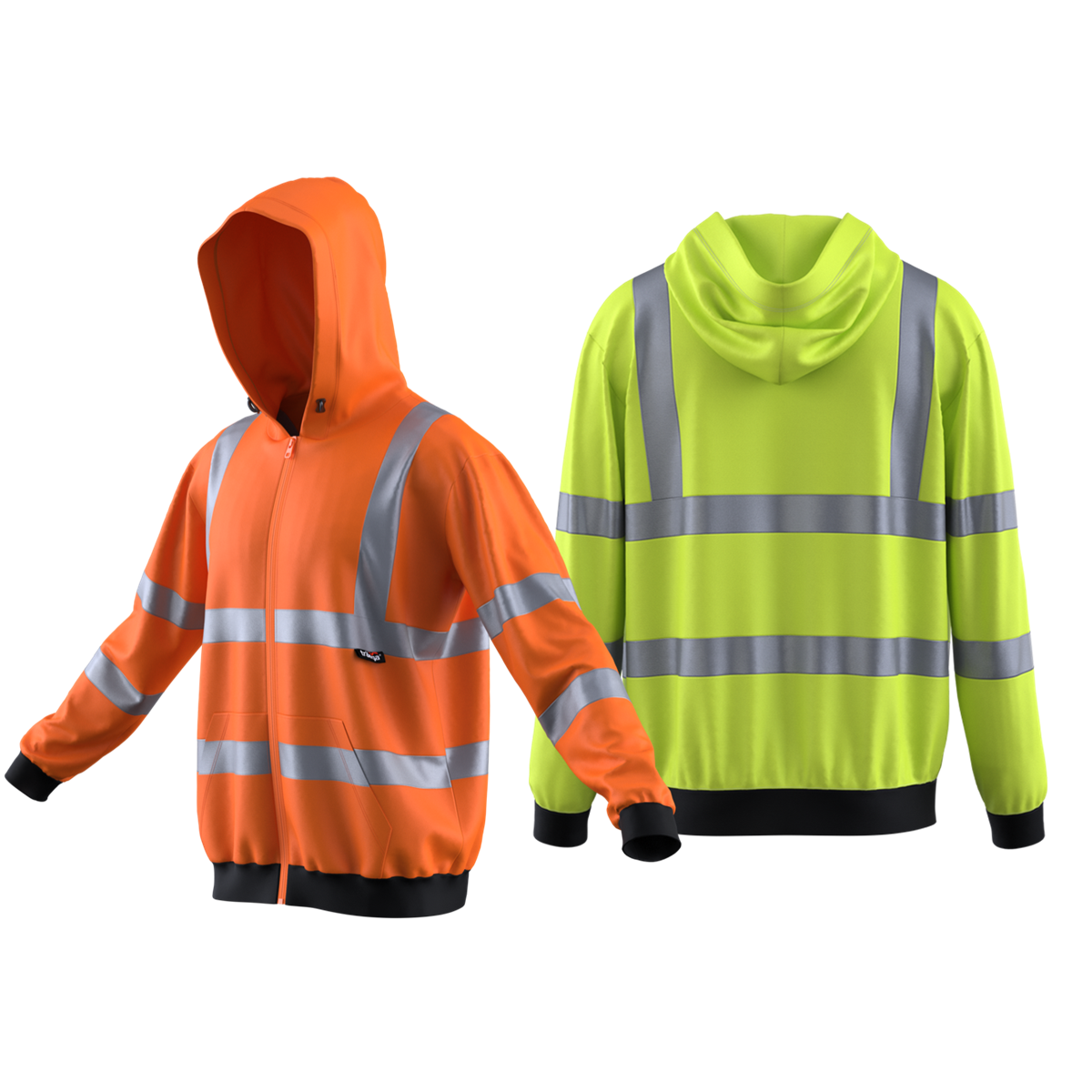 TSW14 Class 3 hi-vis zip-front hooded sweatshirt in orange and yellow