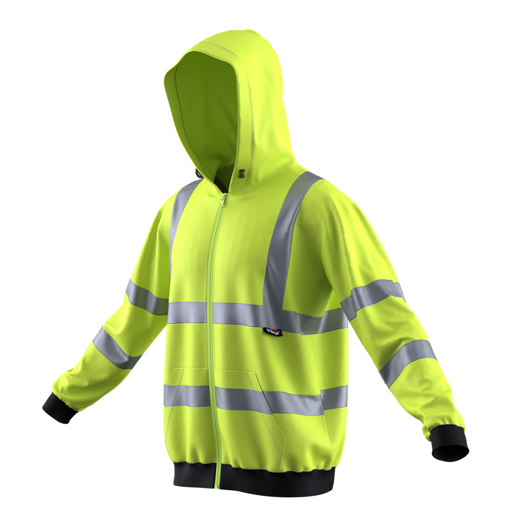 TSW14 yellow Class 3 hi-vis hooded sweatshirt front view