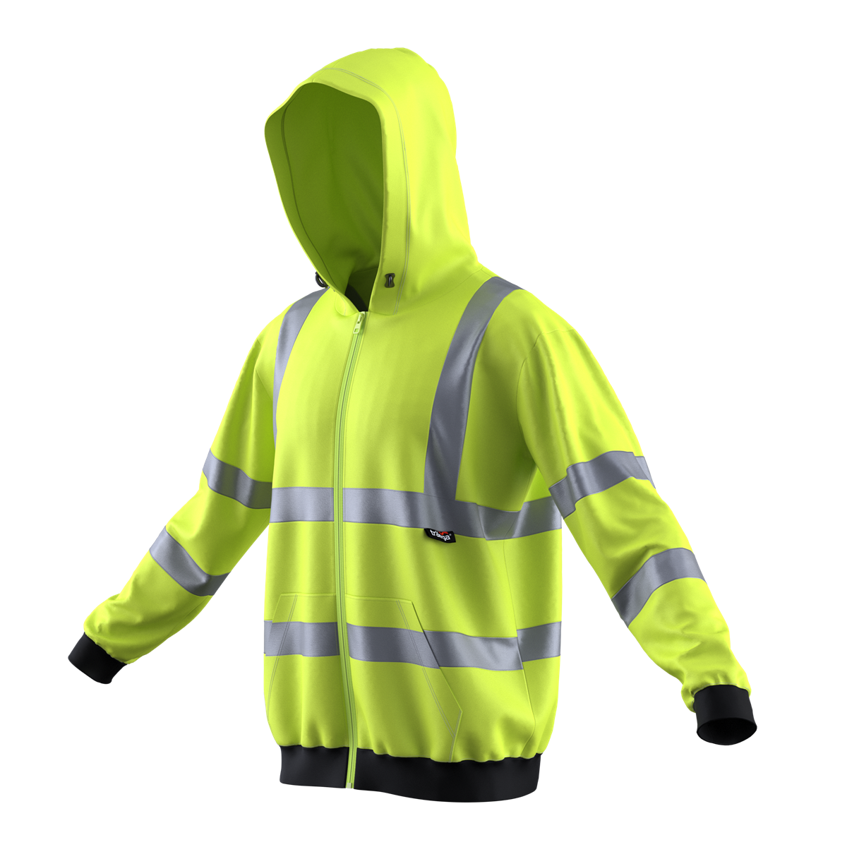 TSW14 yellow Class 3 hi-vis hooded sweatshirt front view