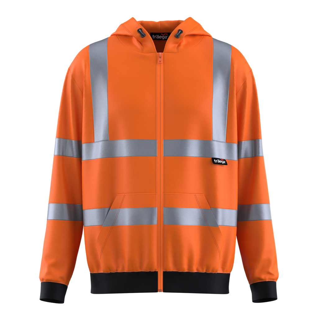TSW14 orange Class 3 hi-vis hooded sweatshirt front view