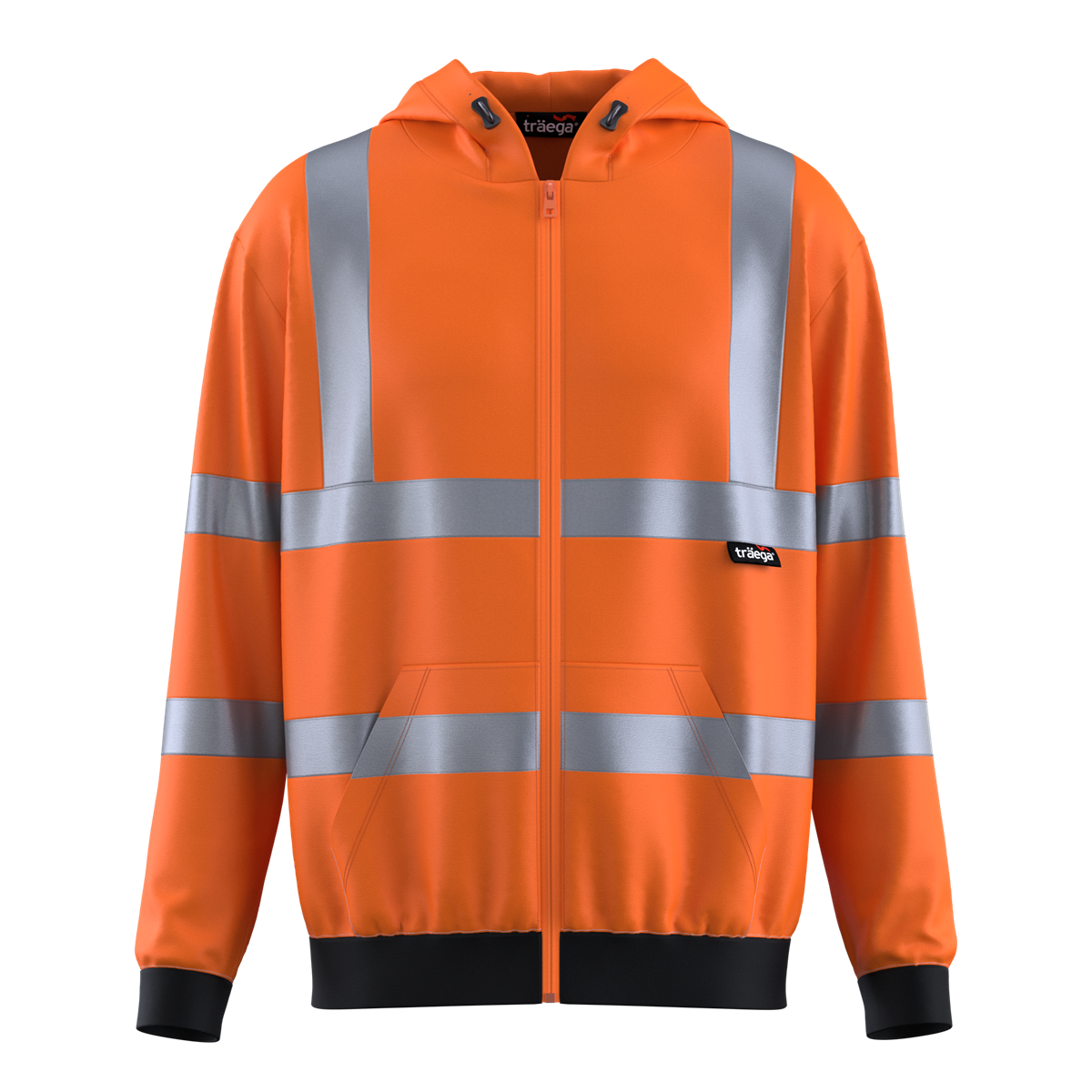 TSW14 orange Class 3 hi-vis hooded sweatshirt front view