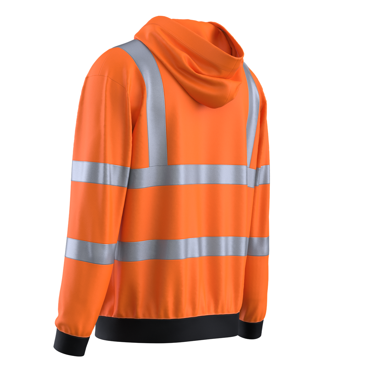 TSW14 orange Class 3 hi-vis hooded sweatshirt back view